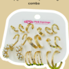 9-Piece Gold-Tone Hoop & Stud Earring Set – Pearl & Textured Styles