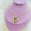 Gold Tone Plated Heart Pendant with Floral Crystal Detail Necklace
