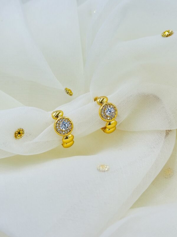 Gold Plated Mini Bali Style Hoop Earrings with CZ Center – Anti-Tarnish