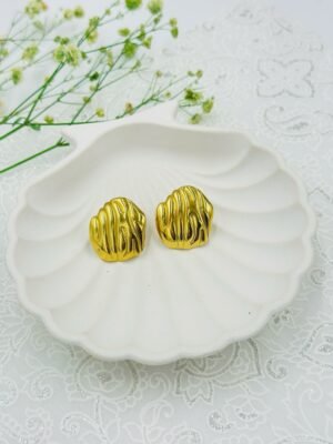 Molten Gold Textured Stud Earrings – Stainless Steel, Anti-Tarnish