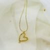 Gold Textured Heart Pendant Necklace – Stainless Steel