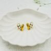 Elegant Heart-Shaped Pearl Stud Earrings – Stainless Steel, Anti-Tarnish