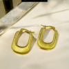 Geometric Rectangular Gold Hoop Earrings – Stainless Steel, Anti-Tarnish