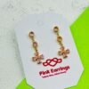 Pink Floral Drop Earrings – Gold-Plated Stainless Steel with Crystal Accents