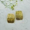 Ripple Textured Rectangle Stud Earrings – Stainless Steel, Anti-Tarnish Gold