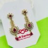 Royal Ruby Designer Long Drop Earrings – Gold Plated & CZ Embellished