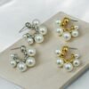 Pearl Cluster Hoop Earrings – Gold & Silver Variants