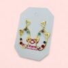 Multicolor Gem Heart & Bird Oval Drop Earrings – Playful Stainless Steel Elegance
