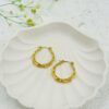 Bamboo Textured Gold Hoop Earrings – Lightweight Stainless Steel