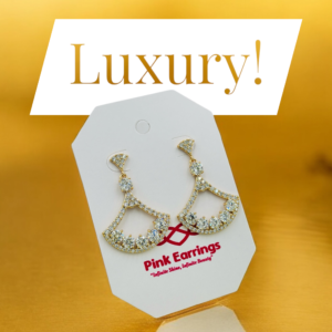 Crystal Radiance Fan Earrings – Pavé-Crystal Semi-Circle Statement Drops 18K Golden-Tone