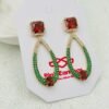 Ultra Elegant Emerald & Ruby Crystal Drop Earrings – Statement Party Jewelry