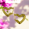 Textured Gold Heart Hoop Earrings – Stainless Steel