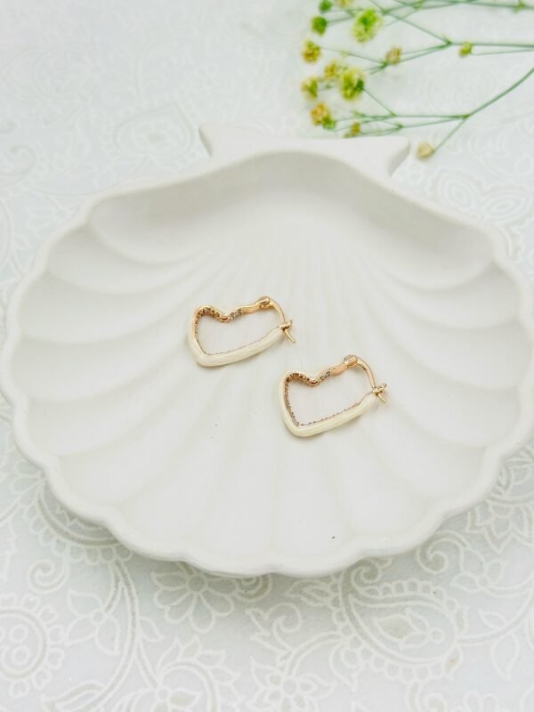 White Enamel Heart Hoop Earrings | Stainless Steel | Anti-Tarnish | Modern Statement Jewelry