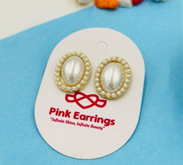 Heirloom Oval Pearl Studs – Classic Gold Frame with Petite Pearl Border