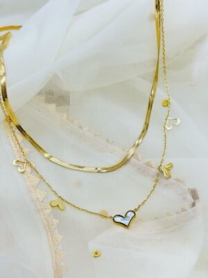 Gold 2-Layered Heart Charm Necklace – Premium Stainless Steel