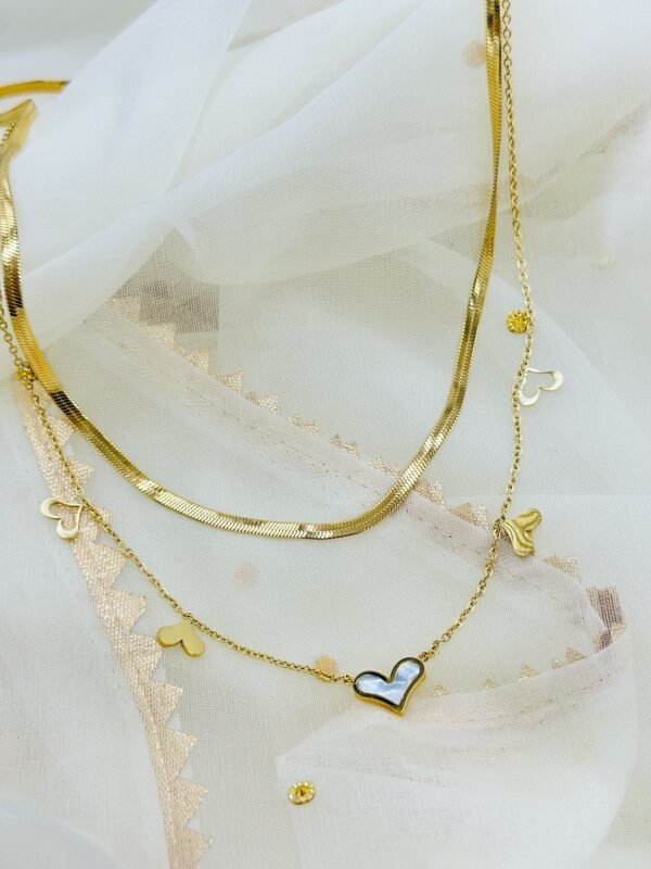 Gold 2-Layered Heart Charm Necklace – Premium Stainless Steel