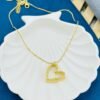 Gold Textured Heart Pendant Necklace – Stainless Steel