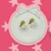 Lustrous Illusion Pearl Double-Sided Studs – Gold & Iridescent Duo Design