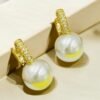 Luxe Pearl Huggie Earrings – Gold Pavé Hoop with Round Pearl Bali Drop
