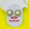 Luxe Radiance Pearl Studs – Crystal Halo with Bold Pearl Center