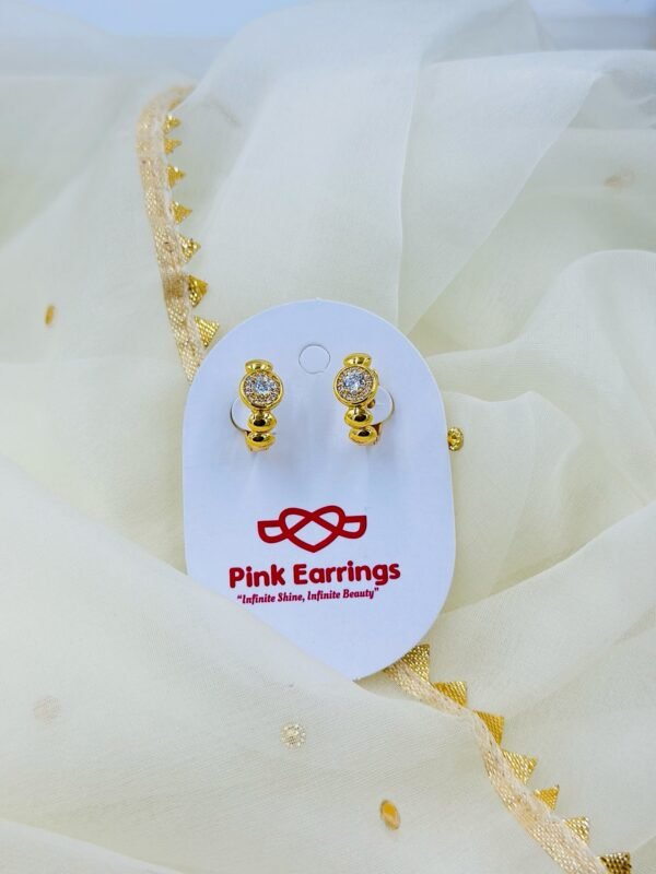 Gold Plated Mini Bali Style Hoop Earrings with CZ Center – Anti-Tarnish