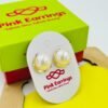 Minimal Luxe Pearl Studs – Sleek Gold Curve with Bold Pearl Center