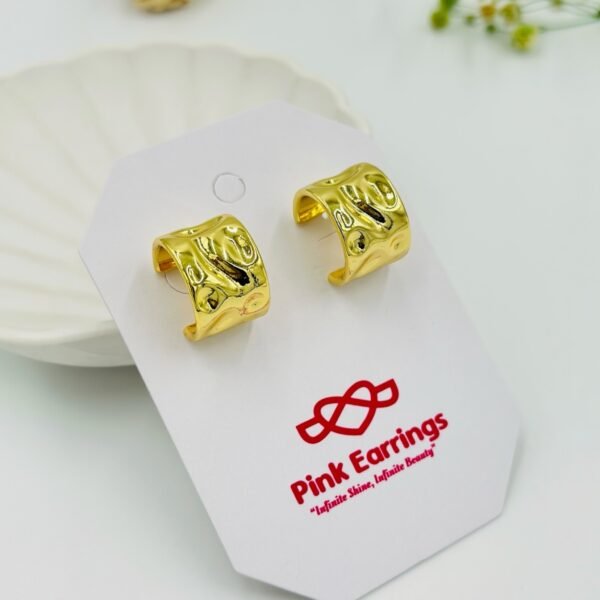 Bold Textured Gold Hoop Cuffs Earrings | Minimal Chic Statement Jewelry - Stainless Steel