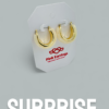 Cream Marble Finish Hoop Earrings – Glossy Gold Accent, Premium