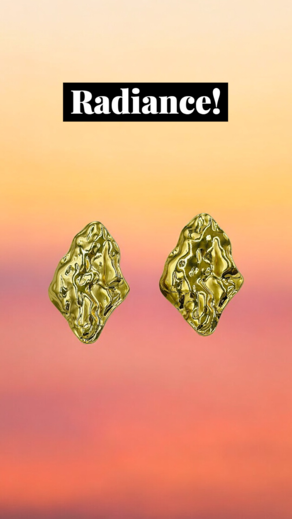 Molten Flow/ Crumpled Textured Gold Stud Earrings – Stainless Steel, Anti-Tarnish
