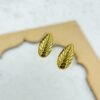 Textured Leaf-Pattern Gold Stud Earrings – Stainless Steel, Anti-Tarnish