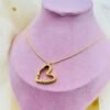 Gold Textured Heart Pendant Necklace – Stainless Steel