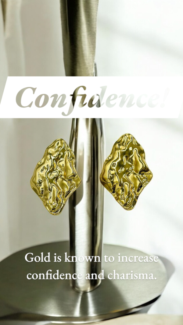 Molten Flow/ Crumpled Textured Gold Stud Earrings – Stainless Steel, Anti-Tarnish