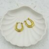Textured Oval Gold Hoop Earrings – Stainless Steel