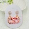 Elegant Crystal Spiral Teardrop Earrings – Stainless Steel Dangles (Pink, Yellow, White, Green, Brown)