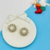Radiant Bloom Pearl Studs – Crystal-Encrusted Floral Frame with Pearl Center
