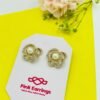 Radiant Bloom Pearl Studs – Crystal-Encrusted Floral Frame with Pearl Center