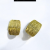 Ripple Textured Rectangle Stud Earrings – Stainless Steel, Anti-Tarnish Gold