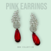 Red Teardrop Crystal Drop Earrings with Silver Leaf Design – Statement Wedding & Partywear
