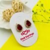Vintage-Inspired Royal Red Teardrop Earrings – Statement Studs Gold Tone