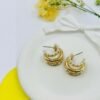 Regal Twist Pearl Hoops – Layered Gold Mini Hoops with Pearl & Rope Detailing