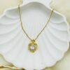 Golden Heart CZ Diamond Pendant Necklace – Stainless Steel
