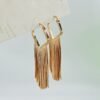 Rose Gold Luxe Square Tassel Earrings – Long Chain Dangler