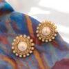 Vintage Golden Pearl Stud Earrings
