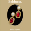 Royal Red Pearl Drop Earrings – Vintage 18K Gold-Tone Polish Frame (Premium Statement)