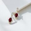 Ruby Radiance Art Deco Earrings – Geometric Drop in 18K Gold-Tone Finish (Premium Statement)