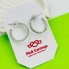 Silver-Plated Crystal Hoop Earrings – Classic Round with Double Row Stones