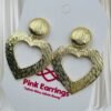 Textured Gold Heart Drop Earrings – Statement Design