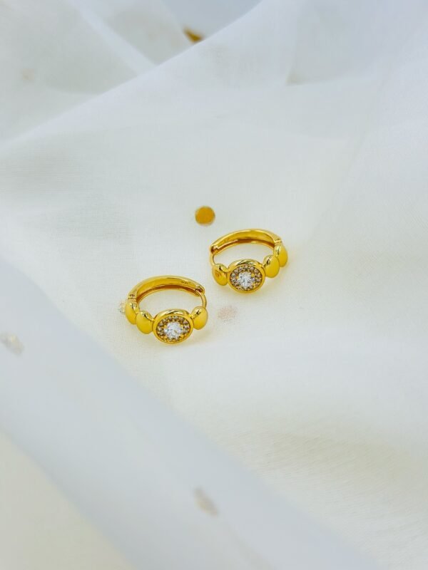 Gold Plated Mini Bali Style Hoop Earrings with CZ Center – Anti-Tarnish