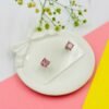 Pink Princess Cut 9mm Stud Earrings | Silver Finish | Anti-Tarnish Stainless Steel Premium