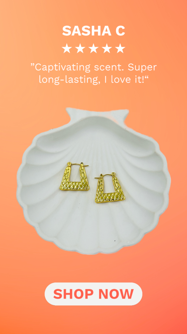 Anti-Tarnish Embossed Gold Stainless Steel Square Hoop Earrings